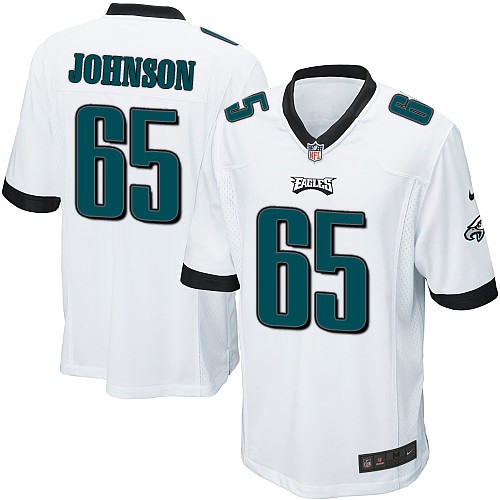 Men's Game Lane Johnson Nike Jersey White Road - #65 NFL Philadelphia Eagles